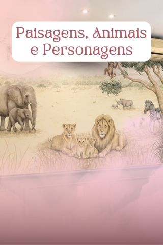Aprenda diferentes estilos de composição para criar murais ainda mais completos, incluindo paisagens, cenários, animais e personagens lúdicos.